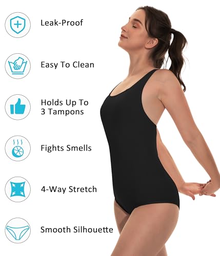 Beautikini Period Swimwear One Piece Leakproof Athletic Racerback Swimsuit Menstrual Sporty Bathing Suit for Teen Girls Women3