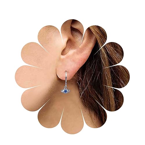 Yheakne Vintage Cz Mal De Ojo Pendientes Colgantes Plata Diminuto Mal De Ojo Huggie Pendientes De Aro Pequeño Ojo Turco Cristal Amuleto De La Suerte Pendientes De Joyería Para Mujeres Y Niñas (plata)