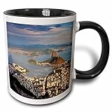 3dRose View over Sugarloaf mountain in Guanabara Bay, Rio de Janeiro 11oz Two-Tone Black Mug
