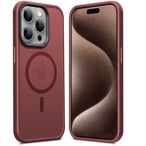 Anqrp Designed for iPhone 15 Pro Case, [Compatible with Magsafe] Super Soft Silicone Shockproof Phone Case Cover for iPhone 15 Pro 6.1 inch, Wine Red by Anqrp - Used condition - CA$7.92