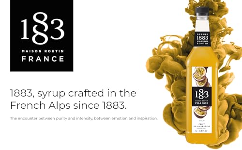 Image of 1883 Passion Fruit Syrup for Drinks, Made in France, 1 Liter Plastic Bottle