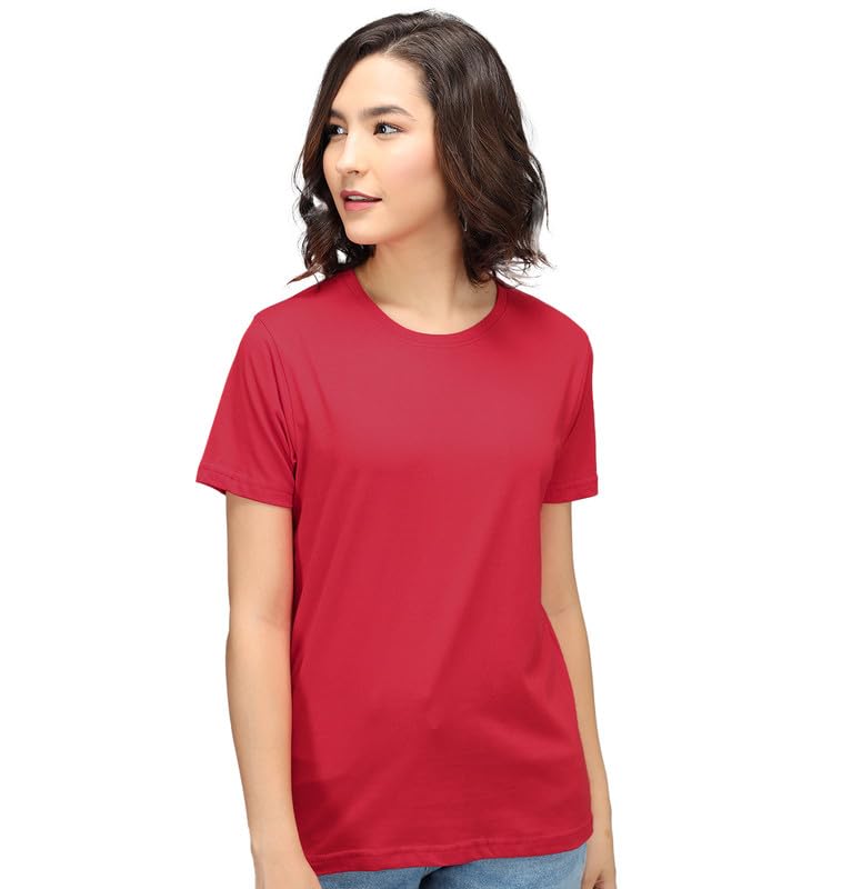Image of Sleepynuts Women Boyfriend Plain Round Neck Half Sleeve T-Shirt