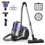 Aspiron 1700W Canister Vacuum Cleaner, 45Kpa Bagless Vacuum Cleaner, Multi-Cyclonic Filtration, 2 Anti-Allergen HEPA Filters, 3.5QT Dust Cup, 4 Tools, Corded Vacuum for Hard Floor, Pet Hair, Grey