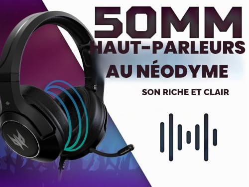 Casque Gaming Acer Predator Galea 350 – Filaire, Son Surround 7.1, Drivers 50mm - vue 8