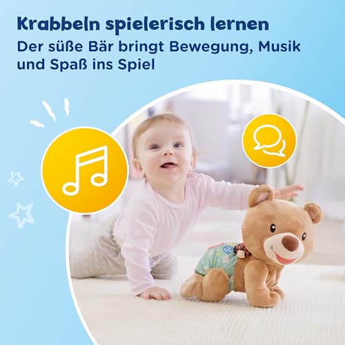 Vtech I Krabbel-mit-Mir-Bär I Interaktives Plüschtier mit Musik, Licht und Sprache für Motorik und Lernen I Krabbelhilfe I Plüschtier I Motorikförderung I Für Kinder 9-36 Monate