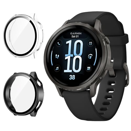 #rémunéré #Amazon<br>Coques pour Garmin Venu 4 41mm [2 Pièces] Coque PC Protection Écran avec Verre Trempé Anti Rayures Antichoc Protection Écran PC Cover pour Garmin Venu 4 41mm Noir Transparent