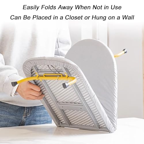 Foldable Ironing Board with Iron Holder, Hanging Ironing Board with Removable Cloth Cover for Sewing Craft Room House Dorm Home(Black) - Image 6