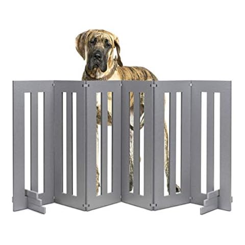 NMN Products Best Outside Dog Gate. Backyard Dog Large, Long Folding Dog Fence for Outside Deck, Garden. Freestanding, Expandable, Extra Tall Wide Outdoor Dog Fence. 32" Inch Tall 6 Panels, Portable. Cover
