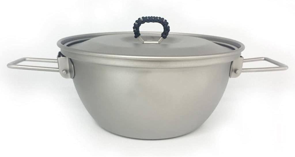 YYDS Outdoor Camping Camping Cookware Portable Lightweight Pot Outdoors Indoors Kitchen Family Campfire Hiking Camping Cooker Titanium Pot Adventures Picnics (Size : 1.8L)