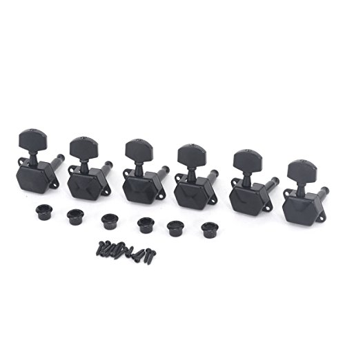 Musiclily Pro 6 in Line Semi Closed Guitar Tuners Tuning Pegs Machine Heads Set for Strat or Tele Style Replacement, Black