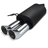 inkl. Rohr und Schellen JOM Car Parts & Car Hifi GmbH 89039 Stahl-Endschalldämpfer mit 2X 76mm DTM-Look Endrohren