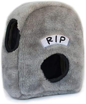 ZippyPaws - Holiday Burrow, Interactive Squeaky Hide and Seek Plush Dog Toy - Spooky Gravestone