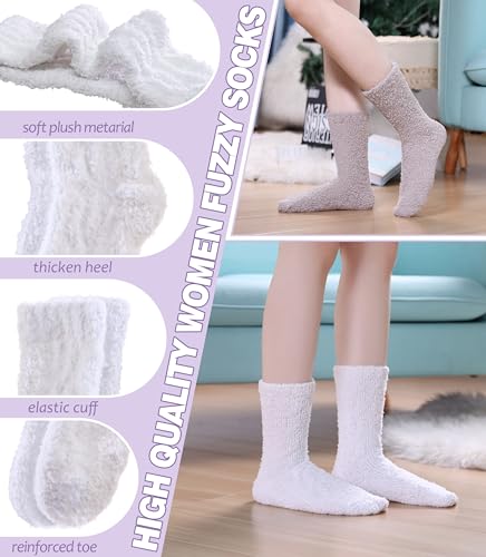 Image of Womens Fuzzy Socks Cozy Fluffy Slipper Soft Winter Warm Home Sleeping Christmas Socks