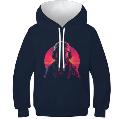 Sweat-shirt 3D informatique pirate avec poches et cordon ajustable pour ado 10-12 ans