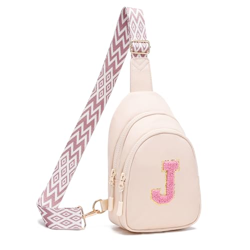 I IHAYNER Birthday Gifts for 5 6 7 8 9 10 11 12 13 Year Old Girls Small Cross Body Bag Initial Sling Bag Fanny Pack for Girls (Beige-J）