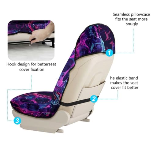 Funda de toalla para asiento de coche absorbente, protector de rizo transpirable con calaveras 4
