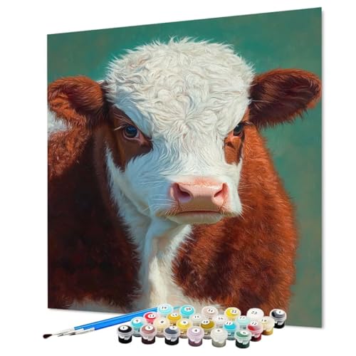 Pintar por Numeros Adultos Buey, Pintura por Numeros Adultos Animal, Manualidades Paint by Numbers Con Pinceles y Pigmento Acrílico Para Decoracion Hogar Regalos 100 x 135 cm/40x54inch (Model-1094)