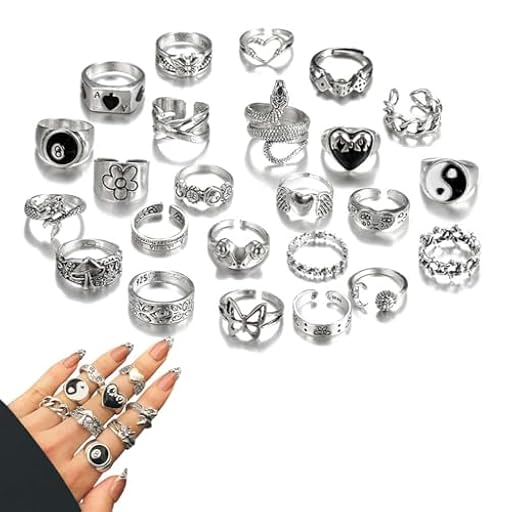 UIEXAY 24 Piezas Anillos Mujer Anillo De Mujer Vintage Nudillos Anillos Set Anillos Góticos,Plata | Ya disponible en tu tienda friki favorita! En mundofriki.es! UIEXAY 24 Piezas Anillos Mujer Anillo De Mujer Vintage Nudillos Anillos Set Anillos Góticos,Plata | Ya disponible en tu tienda friki favorita! En mundofriki.es!