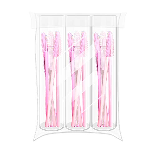 Eyelash Tool Travel Set, Easy to Carry Comb Multiple Colors Available Contain Silicone Soft Brush, Mascara Wands, Micro Brush, Cotton Swab (PINK)