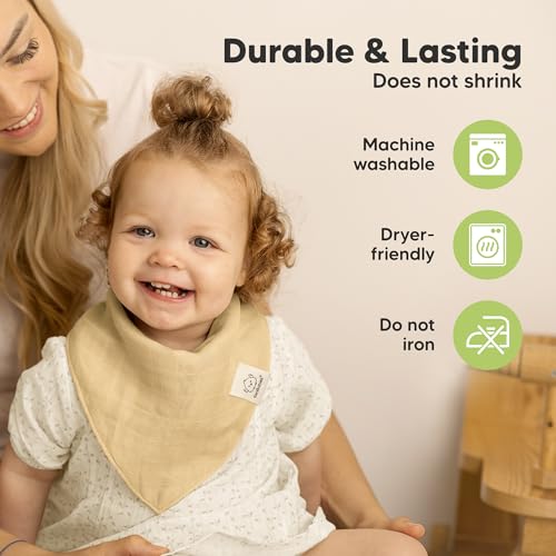 KeaBabies 8-Pack Muslin Baby Bibs for Boys, Girls and 8-Pack Baby Bibs - Muslin Bandana Scarf for Kids, Infant, Boys & Girls - Soft, Absorbent Drool Catcher for Teething & Drooling Toddler 5