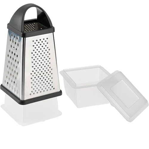 Westmark Vierkantreibe mit Auffangbehälter, 4 Schneid-/Reibeflächen, Höhe: 25 cm, Rostfreier Edelstahl/Kunststoff, Silber/Schwarz, 11882260