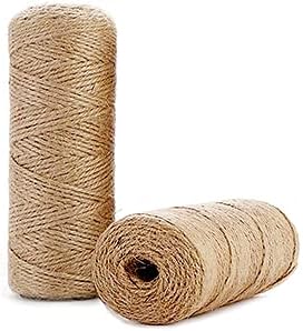 328 Ft Natural Jute Twine String Thin Ribbon Hemp Twine for Craft Plant Gift Wrapping Christmas Handmade Arts Decoration Packing String Home Decor (328 Ft (100M))