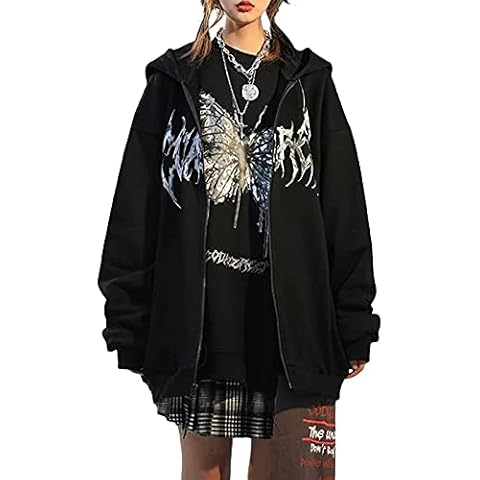 Loalirando Women's Gothic Butterfly Zip Hoodie Cover