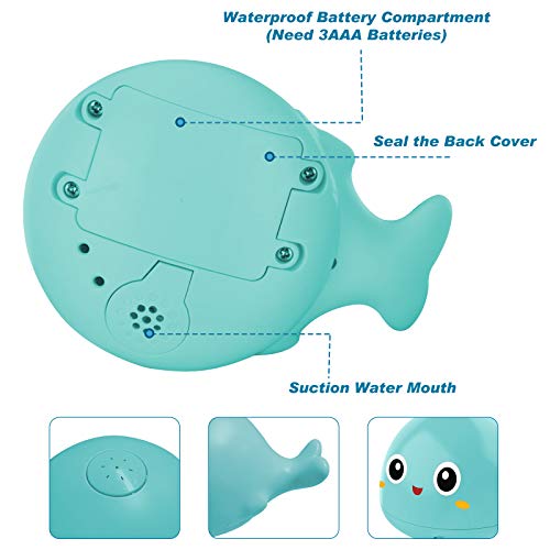 Baby Bath Toys, Light Up Baby Pool Toy With Led Light Whale Spray Water Toy For Toddlers Kids, Induction Sprinkler Bathtub Toys Bathroom Shower Swimming Pool Outdoor Water Toy(Blue) #TOP5