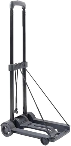 Miniatura 3 de SOLUSTRE Carrito de compras plegable para comestibles, negro, 4 ruedas, material de hierro duradero, fácil de transportar y almacenar, ideal para