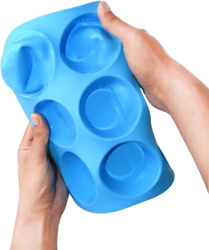 Foto von 2Pack muffinform silikon,12 Cavity silikon backform + 24 Cavity mini muffins backform BPA-freie Antihaft-sichere Muffin Backform Pfanne für Cupcake Biscuit Bagels Muffins (Blau[12+24])