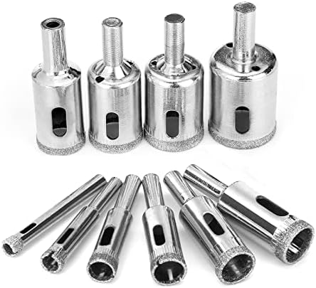 Diamond Drill Bit Set,10 Pieces Diamond Hole Saw, Glass Hole Saw for Tiles Glass, Ceramic, Porcelain, Marble, Bottles, DIY,6mm - 30mm