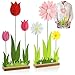 com-four® 2X Deko Aufsteller für Ostern und Frühling - Niedliche Filz-Blumen - Osterdeko zum Hinstellen - Osterdekoration aus Holz und Filz (Blume - 2 Stück)