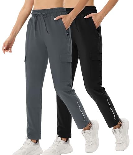 ANGEL CITIZ 2 Pack Damen Cargohose Jogginghose Leichter Trekkinghose Wanderhose Schnelltrocken Wasserdicht Outdoorhose Sommer Golfhose