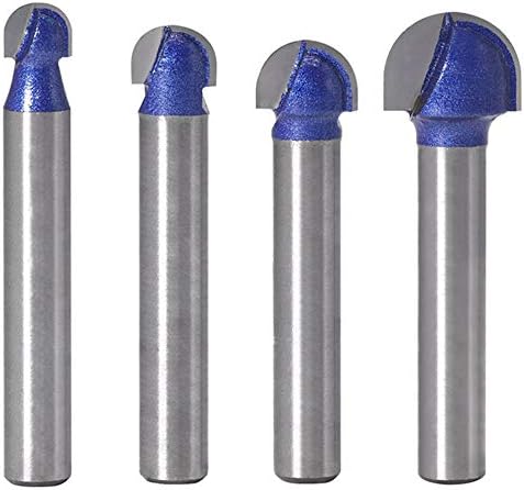 Wolfride 4pcs Core Box Router Bit 1/4 Inch Shank Round Nose Cove Box Router Bits