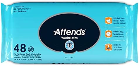 Amazon.com: Attends Washcloths No-Rinse Disposable Cleansing Wipes for ...