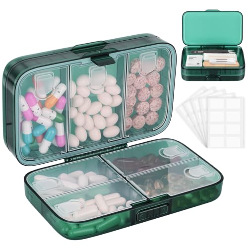 Image of FYY Travel Pill Organizer, Large Weekly Medicine Pill Organizer-Green