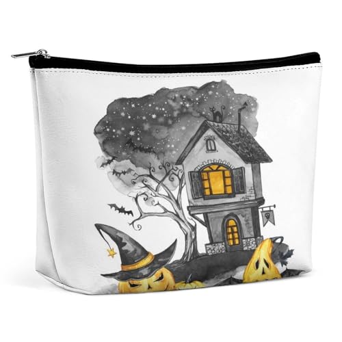 Bolsa feminina de couro PU, estojo de maquiagem, bolsa com zíper, bolsa organizadora de artigos de higiene pessoal, 17,3 x 15 x 5,8 cm, Multi 9, 6.8x5.9x2.3 in