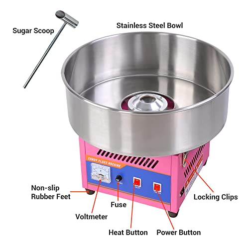 Yescom Commercial Candy Floss Maker 20''1000W Electric Countertop Cotton Candy Machine Pink Party Carnivals #TOP3