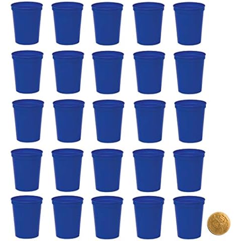 THE MARDI GRAS KREWE Royal Blue Plastic Party Cups, Pack of 25, Blank 16 oz Stadium Cups Cover