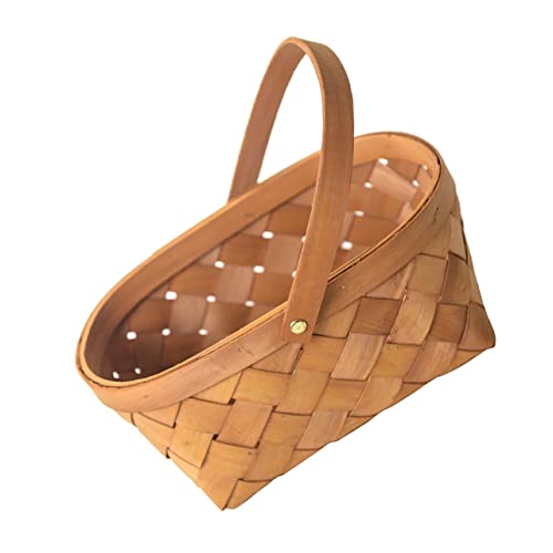 FUNOMOCYA 1pc Large Portable Woven Storage Basket for Home Organization Stylish Desktop Household Use for Vegetables Fruits Magazines and More Convenient Handle Design