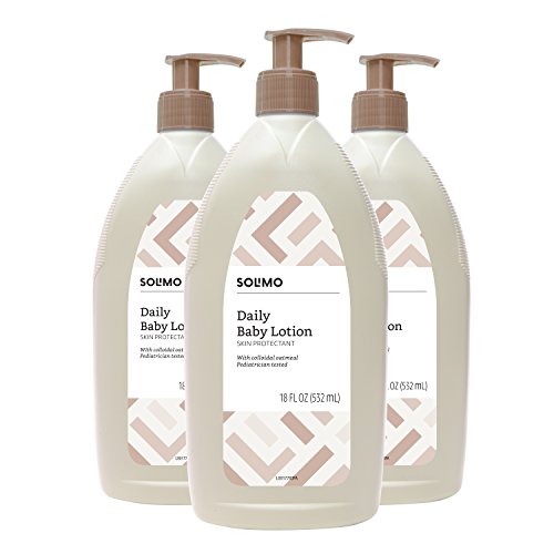 Amazon Brand - Solimo Daily Baby Lotion with Colloidal Oatmeal, Pediatrician Tested, 18 Fluid Ounce (Pack of 3)