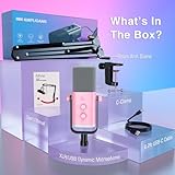 FIFINE XLR Gaming Microphone USB, PC Dynamic Microphone Kit for Vocal, Recording, Podcast, Streaming RGB Mic with Headphone Jack, Mute Button, Boom Arm Stand for Computer/Mixer-AmpliGame AM8T Pink - Image 9