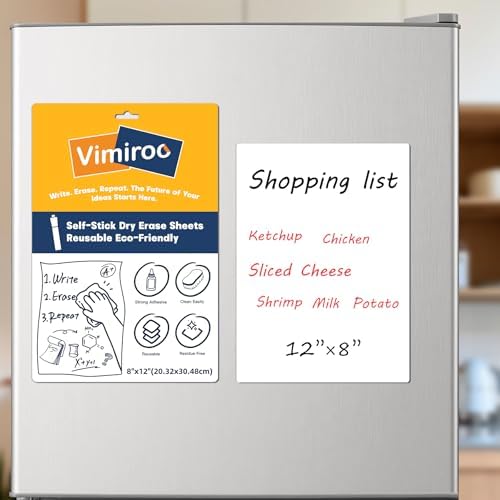 Dry Erase White Board, Small Dry Erase Sheet for Fridge, Non-Magnetic Whiteboard, 12