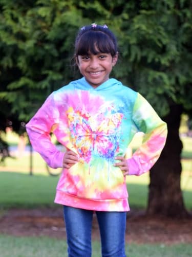 Image of uideazone Girls Graphic Hoodie, Long Sleeve Hooded Sweatshirt 7-14 Years | Girls hoodie with soft lightweight feel, vibrant 3D print and front pocket for school, outdoor play, travel and daily wear.