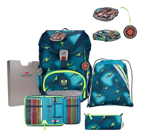 Sac à dos d'écolier DerDieDas ErgoFlex Superlight bleu, ensemble de 5 pièces pour la rentrée