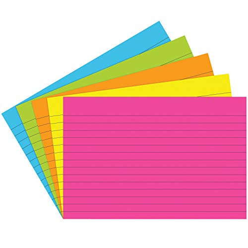 Top Notch Teacher Products TOP363 Lined Brite Assorted Index Cards, 0.75" Height, 6" Wide, 4" Length (75 Cards per Package)
