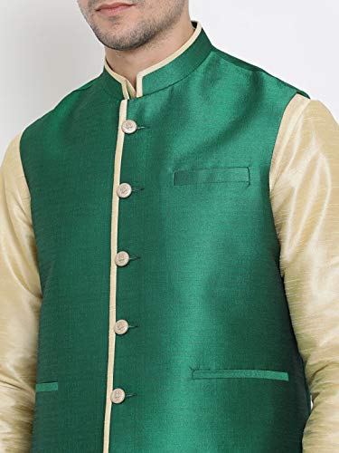 Image of VASTRAMAY Men's Beige Cotton Silk Blend Ethnic Jacket