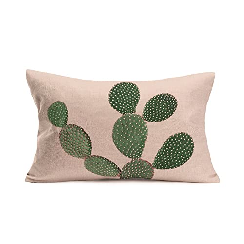 Xihomeli 12X20 Inch Cartoon Throw Pillow Covers Green Plant Cactus Cacti Cotton Linen Farmhouse Decorative Succulent Pattern Cushion Case Rectangle Pillowcase (Tropical Cactus) #TOP14