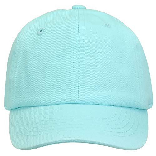 Kids Boy Girl Baseball Cap Hat Washed Low Profile 100% Cotton Soft Lightweight Adjustable Size (6-9 Years, Aqua Blue) #TOP1