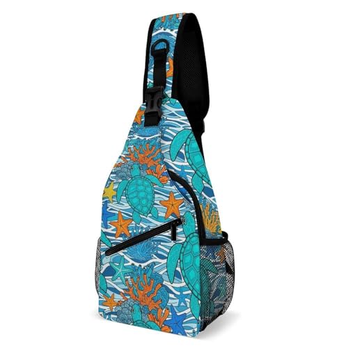 Lightweight Chest Shoulder Backpack, Chest Bag, Fashion Day Pack For Women And Men Sea Turtle